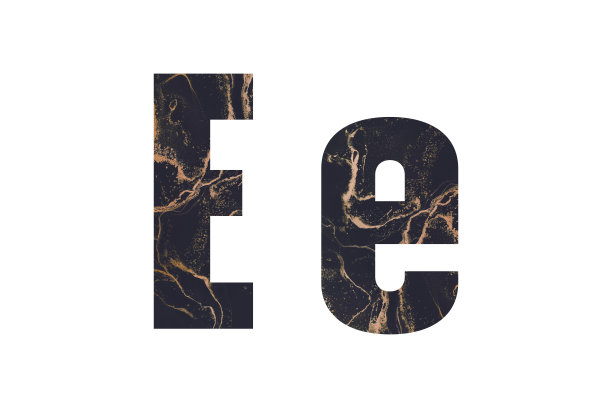 首字母E带有抽象手绘醇墨纹理图片下载