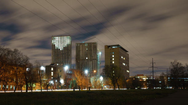 莫斯科夜景的长曝光摄影图片下载