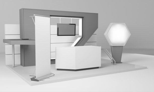 展览摊位、零售贸易摊位、3D渲染图片下载