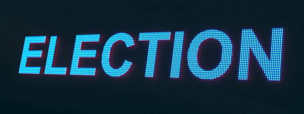 LED屏幕上的单词选举。图片下载