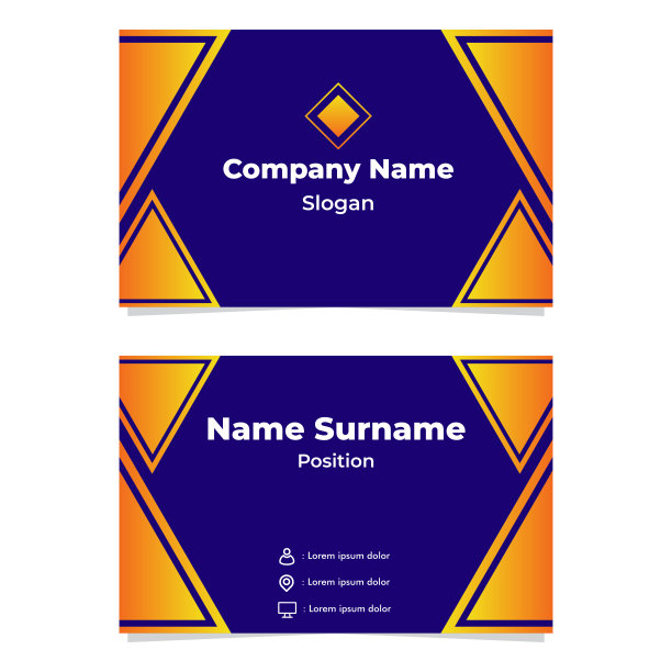 抽象几何蓝橙渐变名片模板设计图片下载