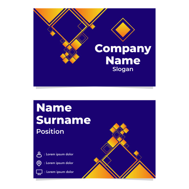 抽象几何蓝橙渐变名片模板设计图片下载