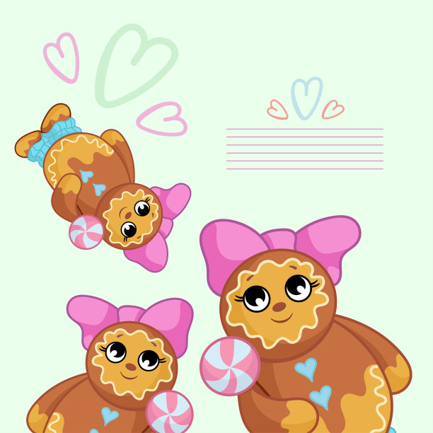 圣诞快乐插图与圣诞主题姜饼人。贺卡设计模板图片下载