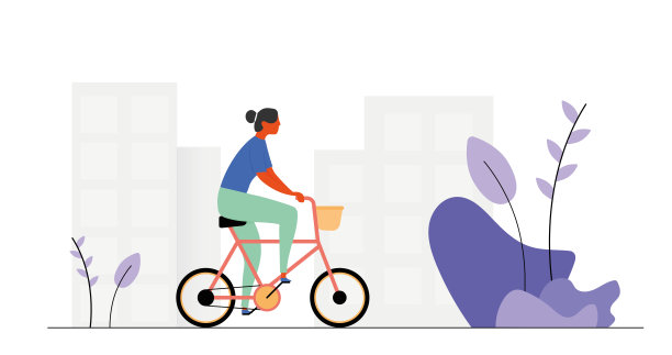 女人骑自行车插图图片下载