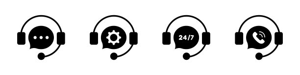 在线支持图标集。打电话给服务中心。耳机图标。向量EPS 10。孤立在白色背景上图片下载