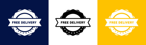 免费送货图标设置。免费送货的邮票。经营理念。向量EPS 10。孤立在白色背景上图片下载