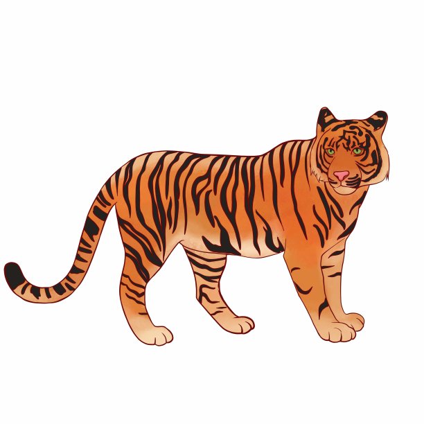 黄色虎年水墨风东北虎-素材图片下载