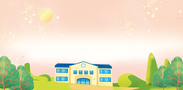 学校建筑树木花卉温馨背景图片下载