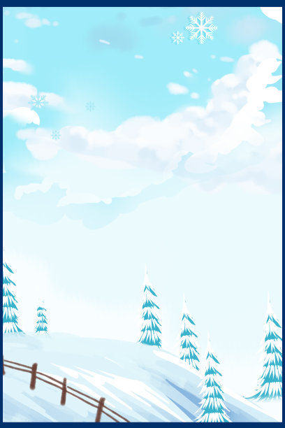 冬日雪景唯美插画背景图片下载