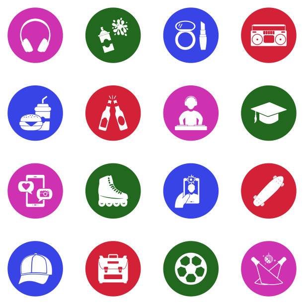 青春偶像。白色平圆设计。矢量插图。图片下载