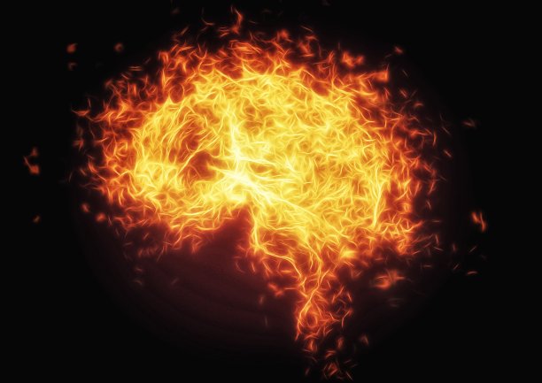 说明一个抽象的大脑燃烧与科学技术的概念图片下载