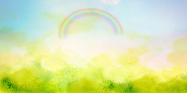 文艺清新彩虹绿色背景图图片下载