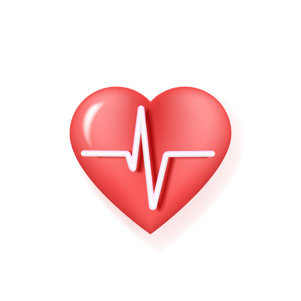 三维红心和心电图图片下载