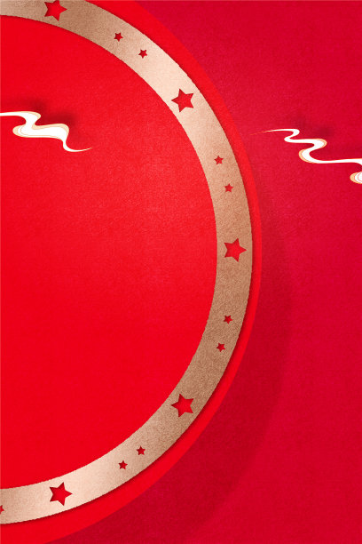 金属质感半圆星星装饰红色背景图片下载