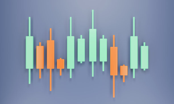 股市蜡烛图分析屏幕- 3d渲染图片下载