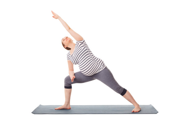 孕妇做瑜伽体式Utthita parsvakonana图片下载