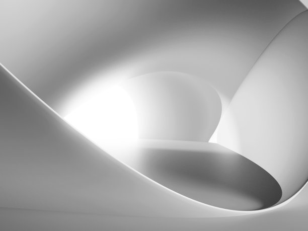 未来抽象混凝土建筑空间的三维渲染。图片下载