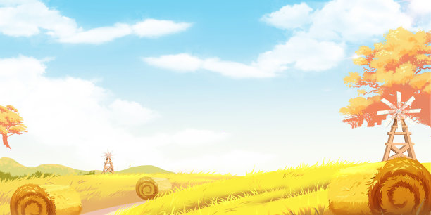 小清新秋收丰收秋景背景图图片下载