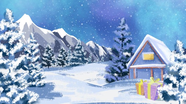 原创冬至雪景唯美建筑图片下载