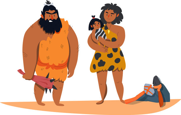 原始穴居人的家庭组成图片下载