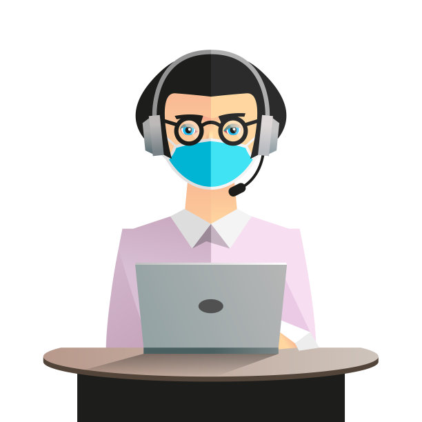 带面具和笔记本电脑的女孩调度员角色图片下载