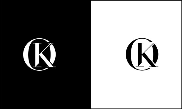 KO, OK抽象字母标志组合图片下载