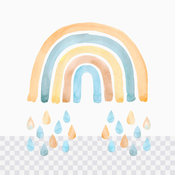 手绘水彩彩虹粉彩图片下载