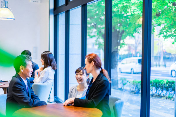 商务人士在办公室里交谈图片下载