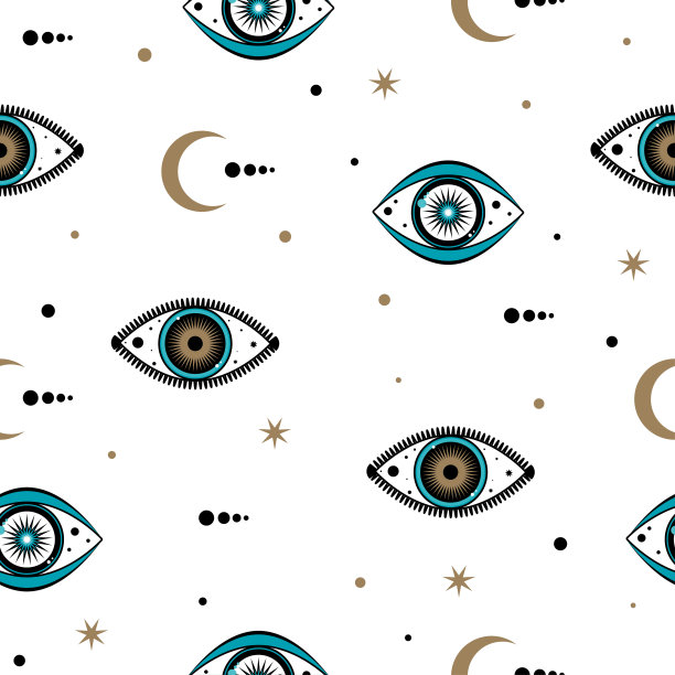 无缝面料Swatch图案抽象恶眼标志设计图片下载