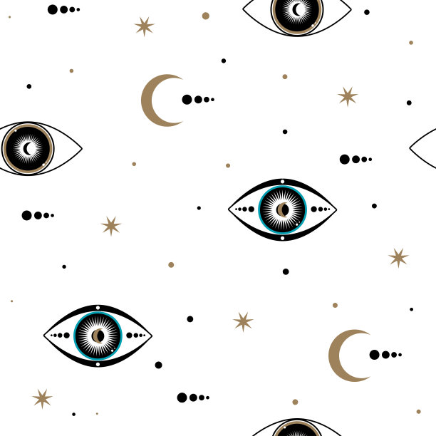 无缝面料Swatch图案抽象恶眼标志设计图片下载