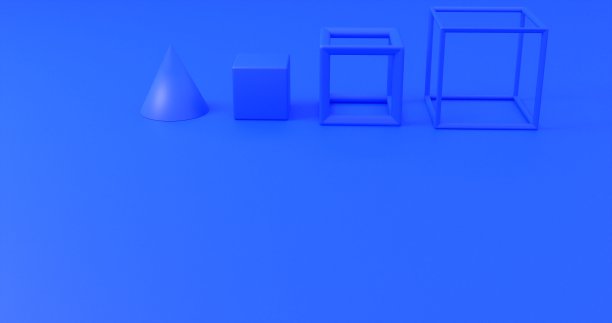 3d蓝色几何形状集图片下载