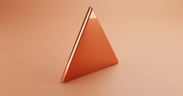抽象不可能的三角形闪耀橙色。3 d演示JPEG图片下载
