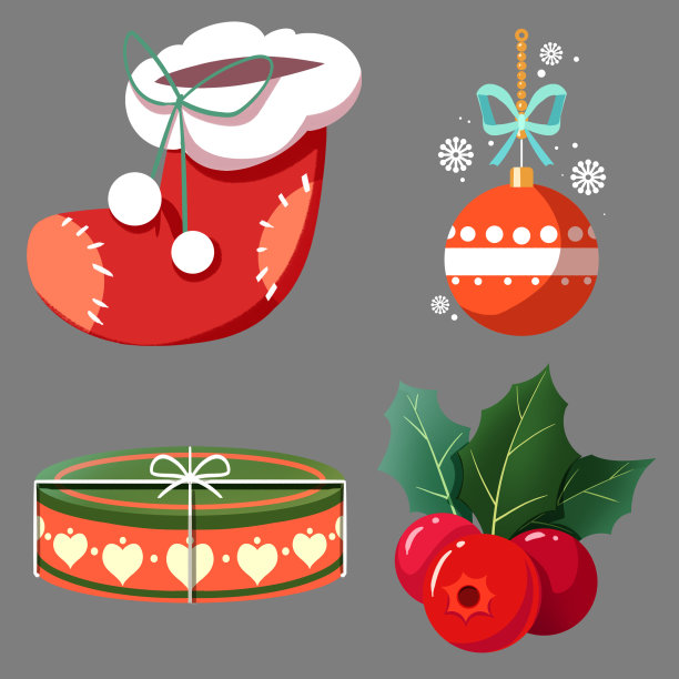 圣诞节卡通元素袜子礼物PNG素材图片下载