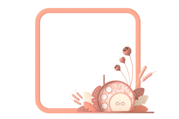 摘要卡通童话般的温馨小家，以柔和的秋色为背景，以梦幻的程式化的植物、树木和青草为背景，复制出孤立的空间。三维演示图片下载