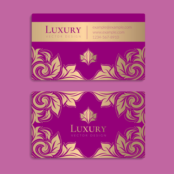 紫色和金色的名片。向量点缀模板。伟大的邀请，传单，菜单，背景，墙纸，装饰，包装或任何理想的想法。图片下载
