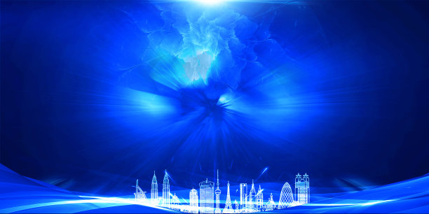 城市建筑炫光蓝色科技背景图片下载