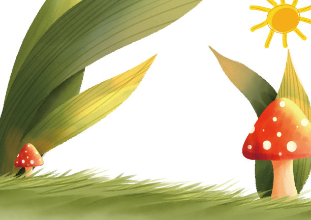 小清新草地中的两棵红蘑菇图片下载