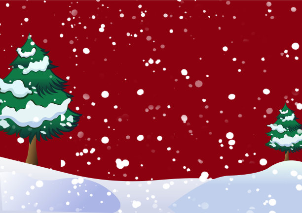 雪地松树大雪纷飞圣诞主题背景图片下载