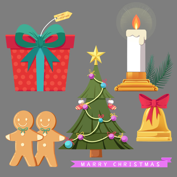 圣诞节装饰元素PNG素材图片下载