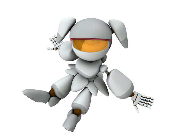 一个坐在地板上休息的女性机器人。治疗在休息。一个拥有人工智能的白色机器人。孤立的白色背景。3 d渲染。高角度。图片下载