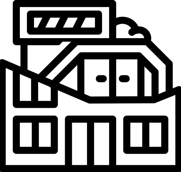 造型独特的房屋建筑线条图标图片下载