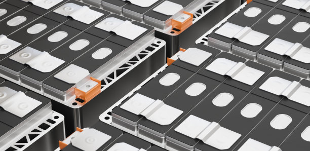 锂NMC可充电电池模块内金属外壳封装，用于电动汽车储能，新型锂离子柱状电池组制造行业3D渲染图图片下载