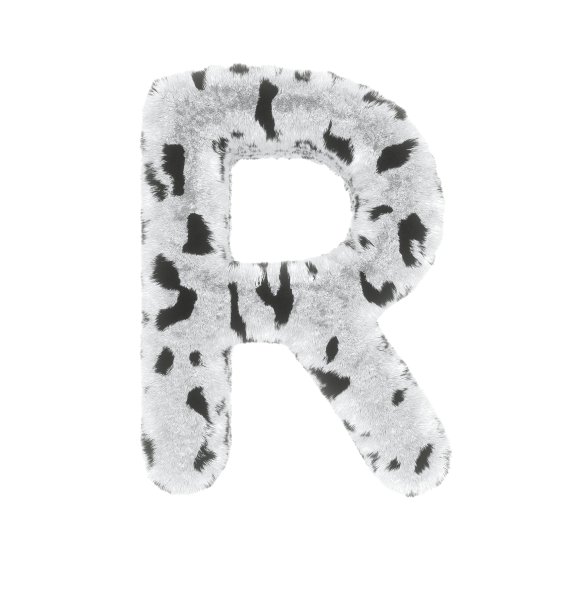 毛茸茸的斑点狗字体字母R图片下载