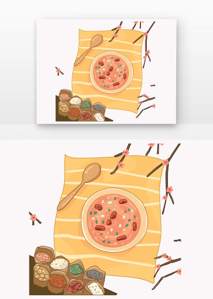 俯视腊八腊八粥和食材图片下载