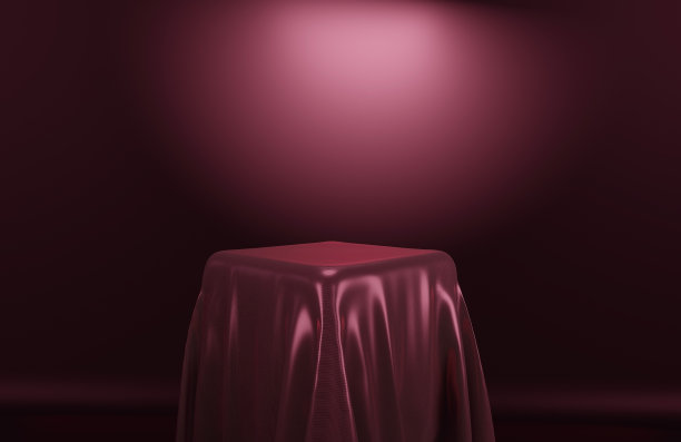 最小的空平台与布和织物昏暗的背景暗颜色背景图形设计3D插图图片下载