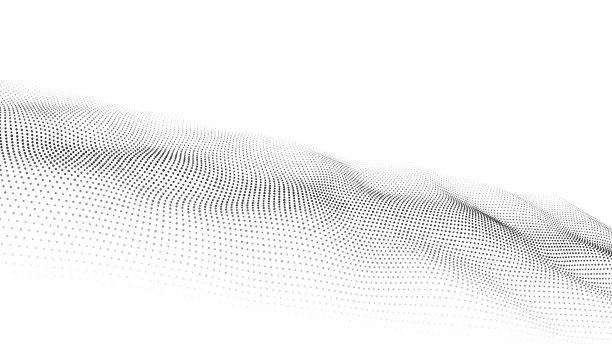 移动的点波。抽象的白色背景。向量3 d演示。图片下载