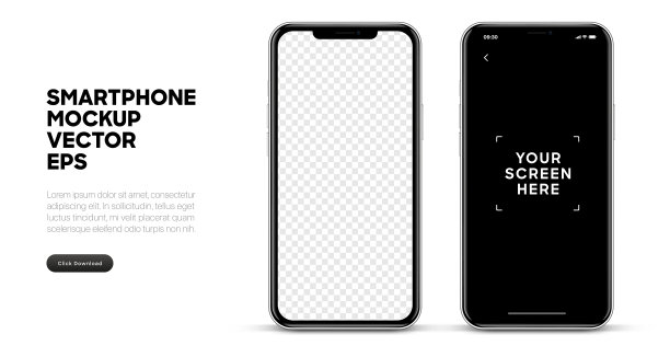 逼真的智能手机模型银色和黑色移动隔离矢量eps概念与空白触摸屏UI UX。高详细的3d矢量智能手机在前视图准备显示您的应用程序设计。图片下载