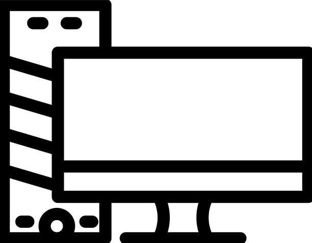 计算机与显示器线图标图片下载