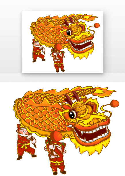 小年舞龙新春元素图片下载