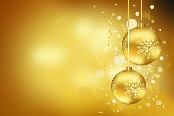 金色圣诞球，装饰品图片下载